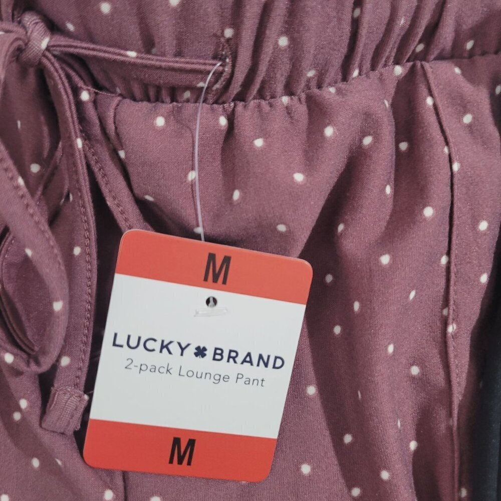 NEW Lucky Brand Womens 2-Pack Lounge Pants M Polyester/Spandex Pink Polka// 25PT - Picture 2 of 4